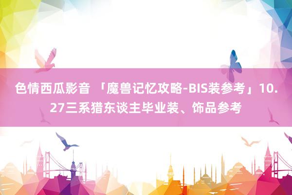 色情西瓜影音 「魔兽记忆攻略-BIS装参考」10.27三系猎东谈主毕业装、饰品参考