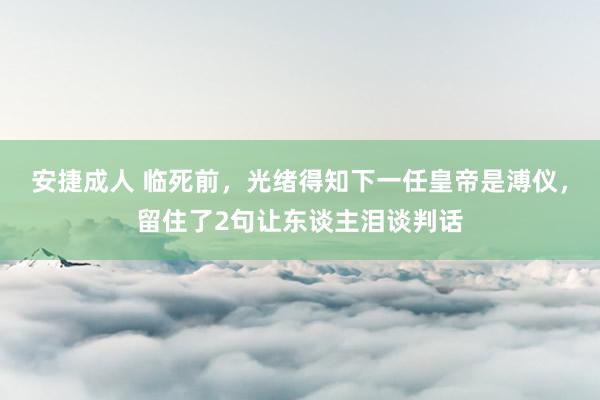 安捷成人 临死前，光绪得知下一任皇帝是溥仪，留住了2句让东谈主泪谈判话