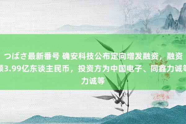 つばさ最新番号 确安科技公布定向增发融资，融资额3.99亿东谈主民币，投资方为中国电子、同鑫力诚等