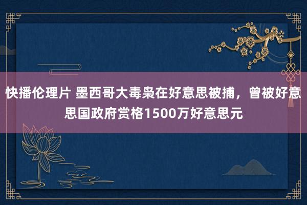 快播伦理片 墨西哥大毒枭在好意思被捕，曾被好意思国政府赏格1500万好意思元