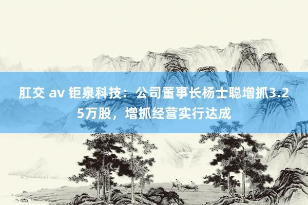 肛交 av 钜泉科技：公司董事长杨士聪增抓3.25万股，增抓经营实行达成
