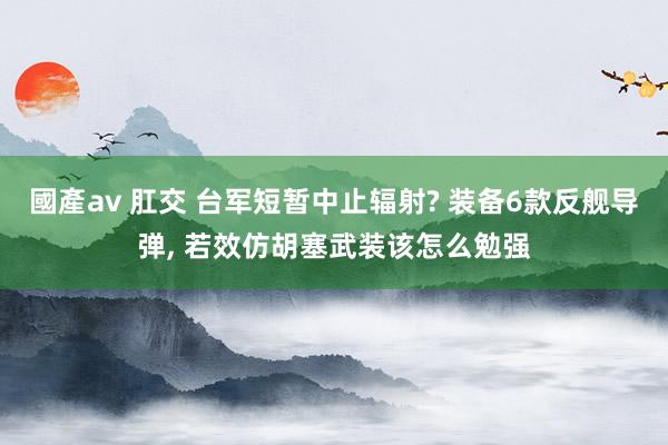 國產av 肛交 台军短暂中止辐射? 装备6款反舰导弹, 若效仿胡塞武装该怎么勉强