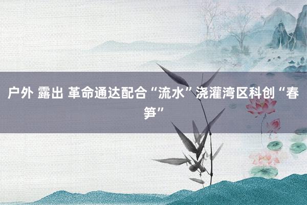 户外 露出 革命通达配合“流水”浇灌湾区科创“春笋”